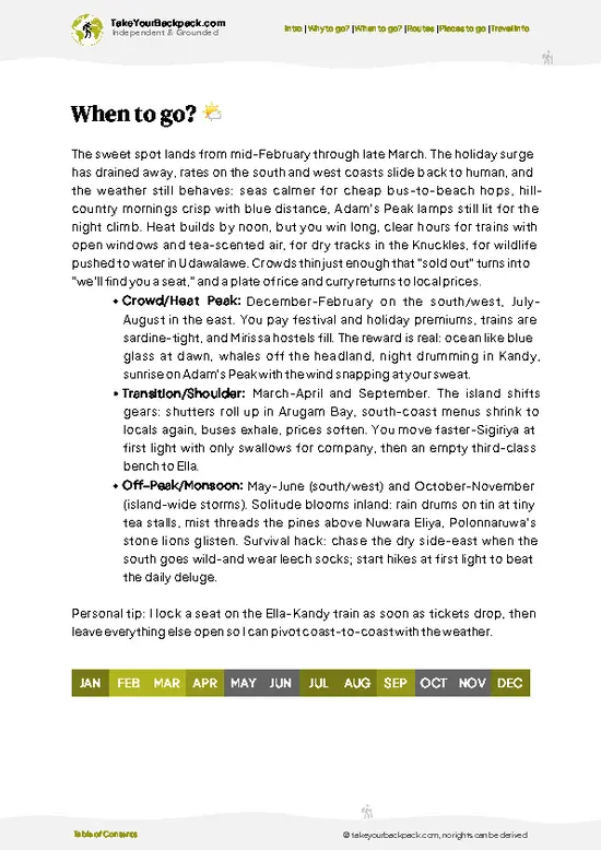 example page 3 from our offline Travel Guide for Sri Lanka